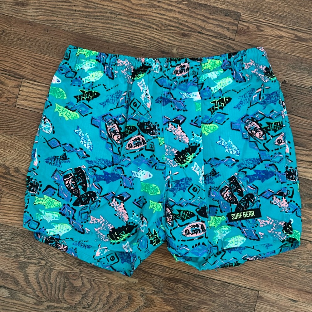 Surf Gear Vintage Trunks in Teal Multicolor Sz 36/38